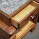 Pair of wooden nightstands, art deco style wooden bedside table, wood and marble table