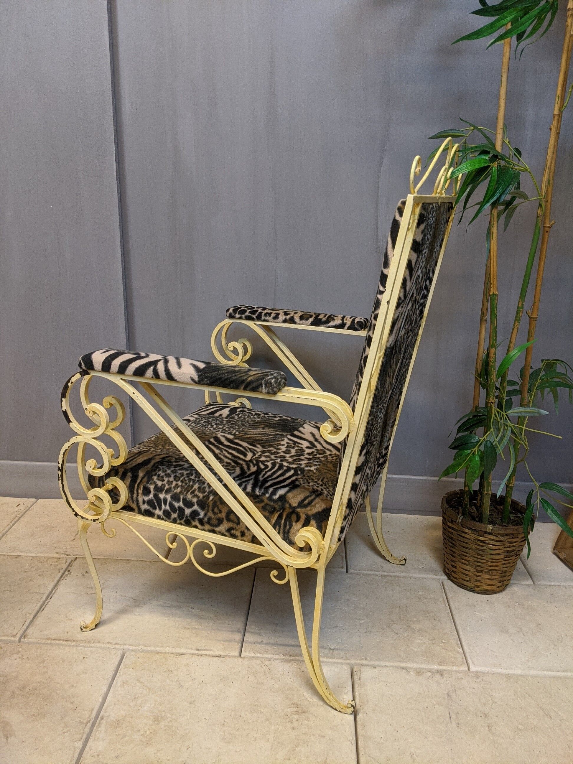 Vintage wrought-iron sofa lounge & 2 seat chairs