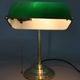 1930s Art Deco Brass  Banker Table Lamp with Glass Shade, Czechoslovakia