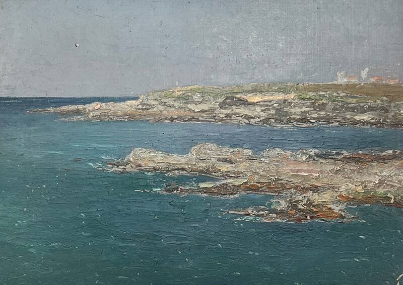Painting "Seaside", oil on strong cardboard.