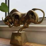 After Dali: gilded bronze sculpture depicting an abstract bull