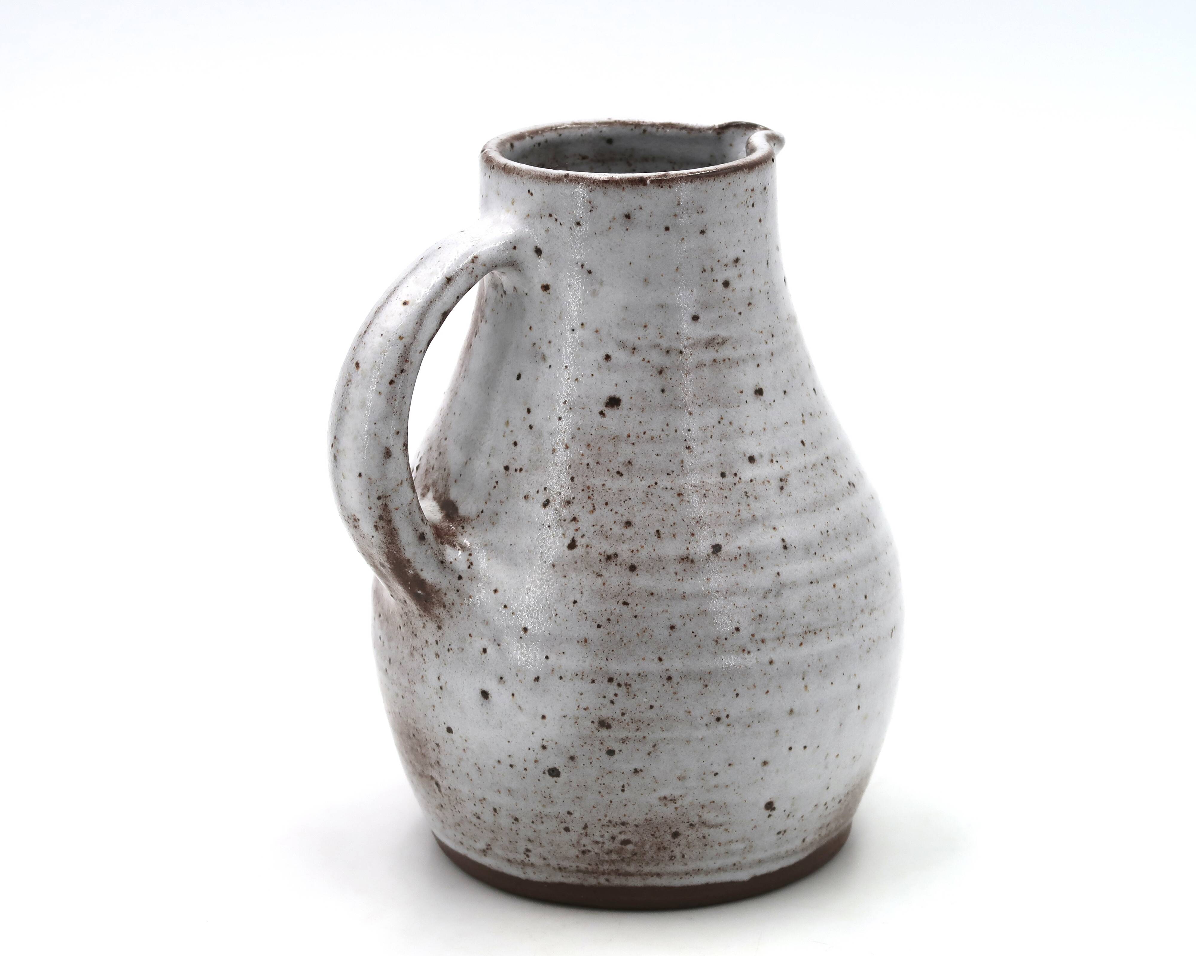 Stoneware pitcher by Jeanne and Norbert Pierlot, Ratilly, 1960s