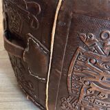 Leather pouf attributed to Angel Pazmino