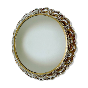 Miroir en cristal et laiton illuminé vintage, années 1960