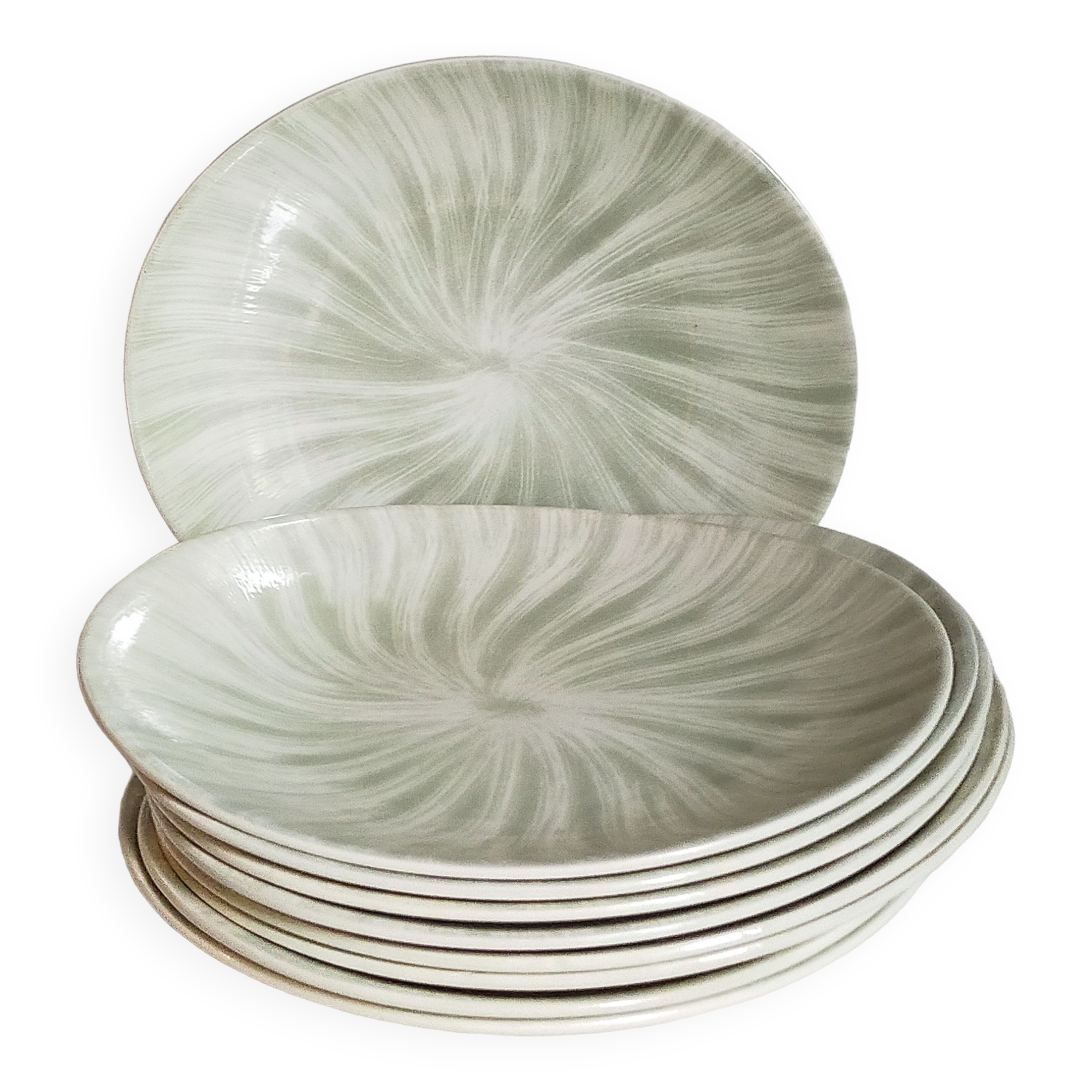 Nine earthenware plates from Salins-les-Bains vintage