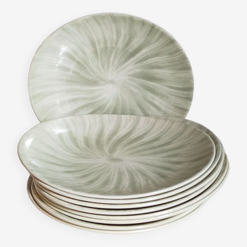 Nine earthenware plates from Salins-les-Bains vintage