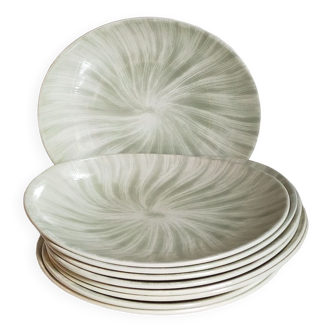 Nine earthenware plates from Salins-les-Bains vintage