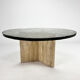 Mid Century Handmade Glass Coffee Table with Travertine Base, 1960s