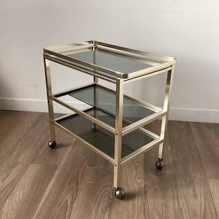Desserte laiton et verre fumé