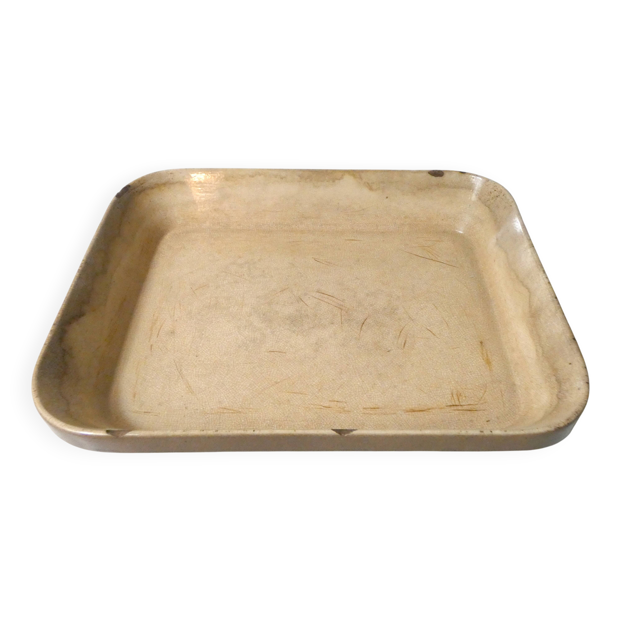 large old vintage Emile Henry glazed stoneware oven dish