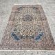 Vintage Persian Nain carpet, handwoven wool and silk from the 1940s.