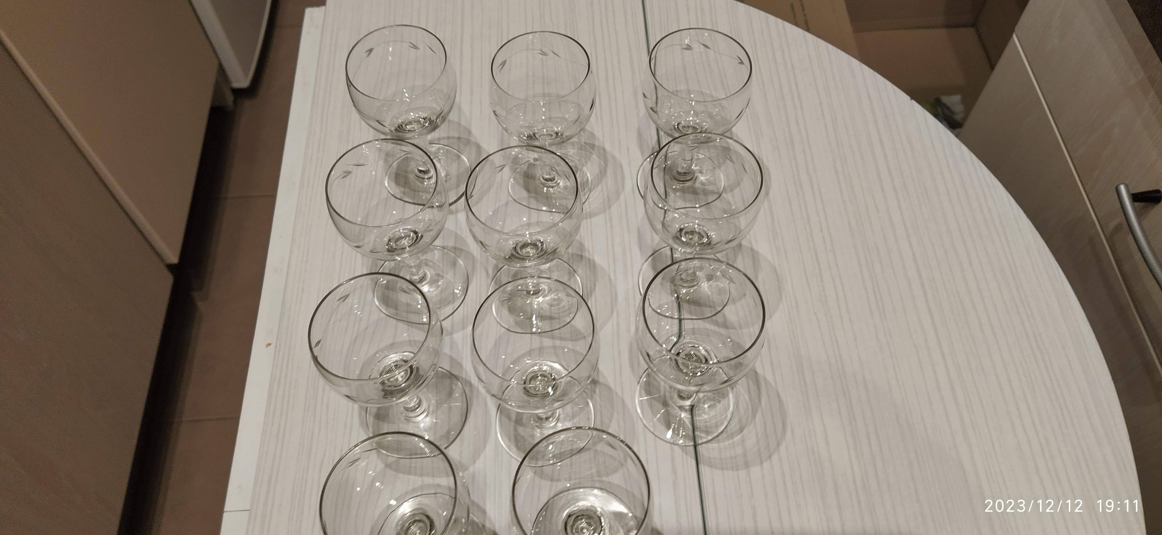 Set of water and wine glasses