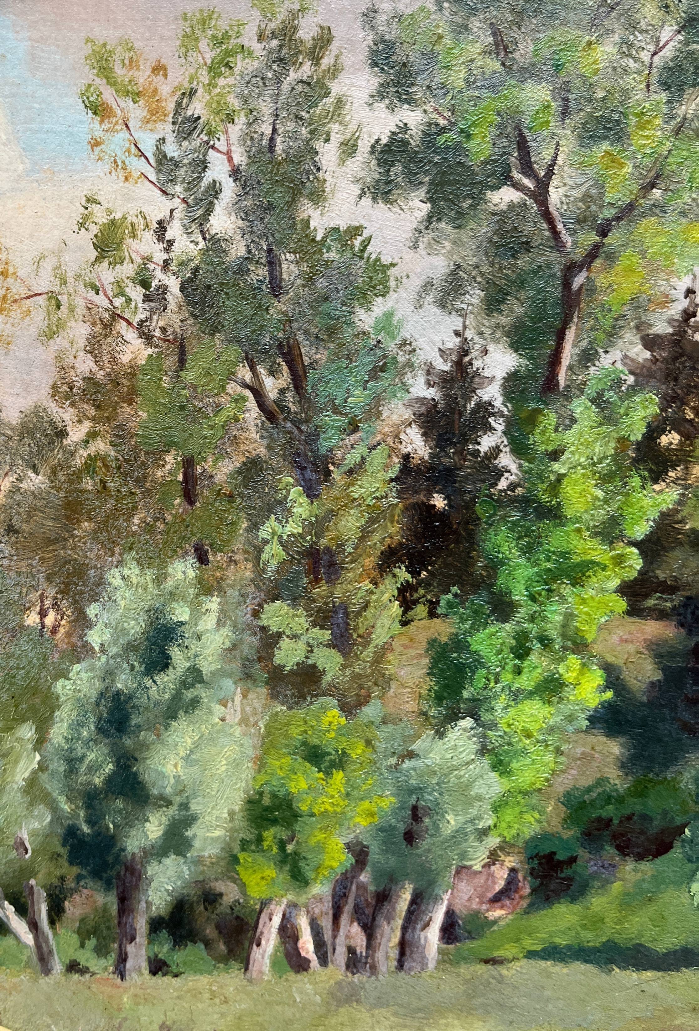 Tableau HSP "Paysage de forêt avec maison" XIX° siècle