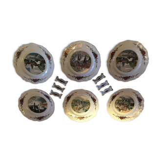Set of 6 flat plates & 6 knives holder Obernai