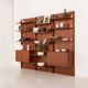 Italian mid-century teak wall unit on panels, 1970s