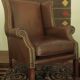 Vintage wingback lounge chair in brown leather, 1970s