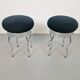 Vintage Uri Stools with Waved Chrome Legs and Black Seats by Per Ivar Ledang for Ikea, 1995, Set of 2