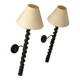 Pair of XL wall sconces in turned wood, France 1950