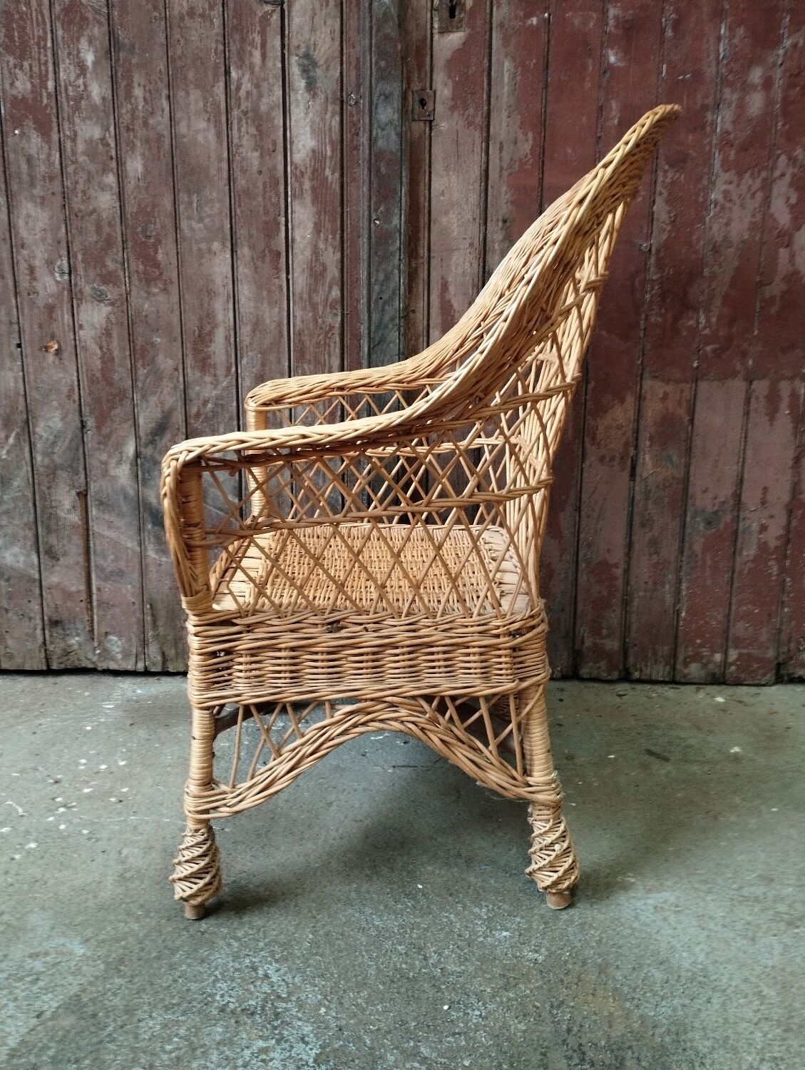 Fauteuil vintage rotin et osier