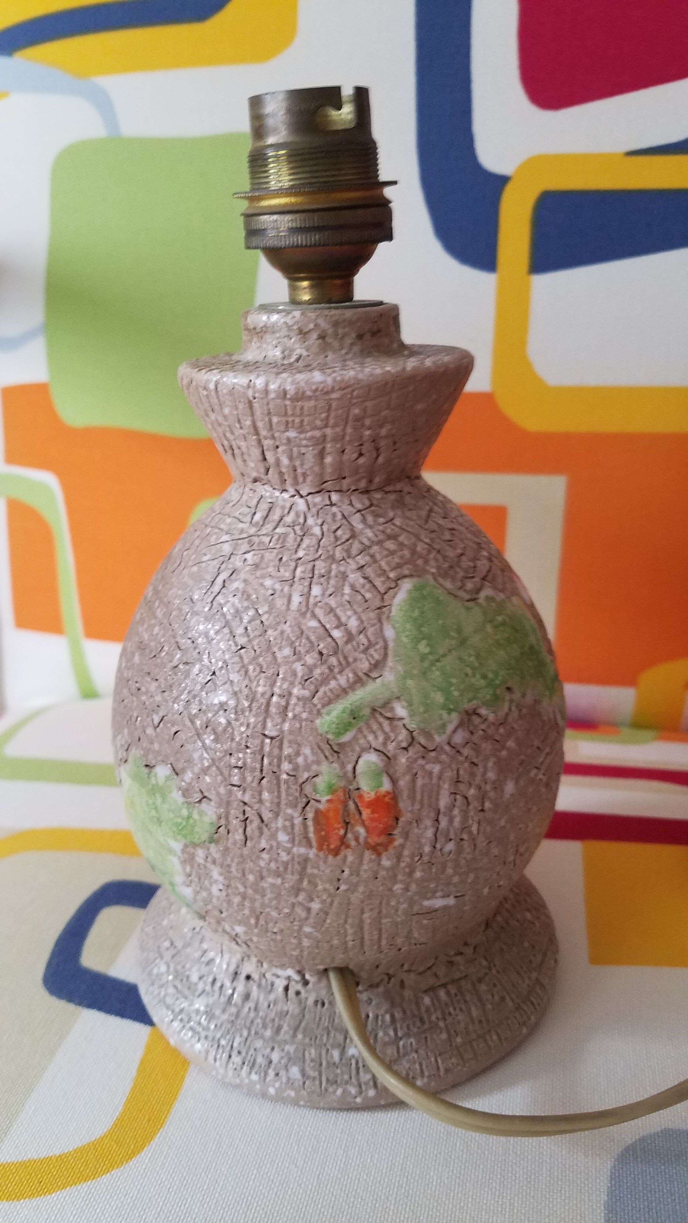 Bedside lamp in vintage earthenware
