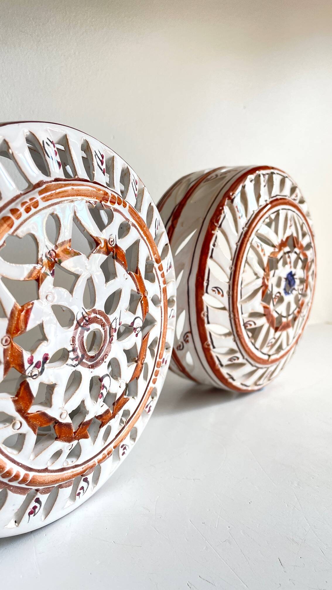 Handcrafted ceramic wall light blue centre