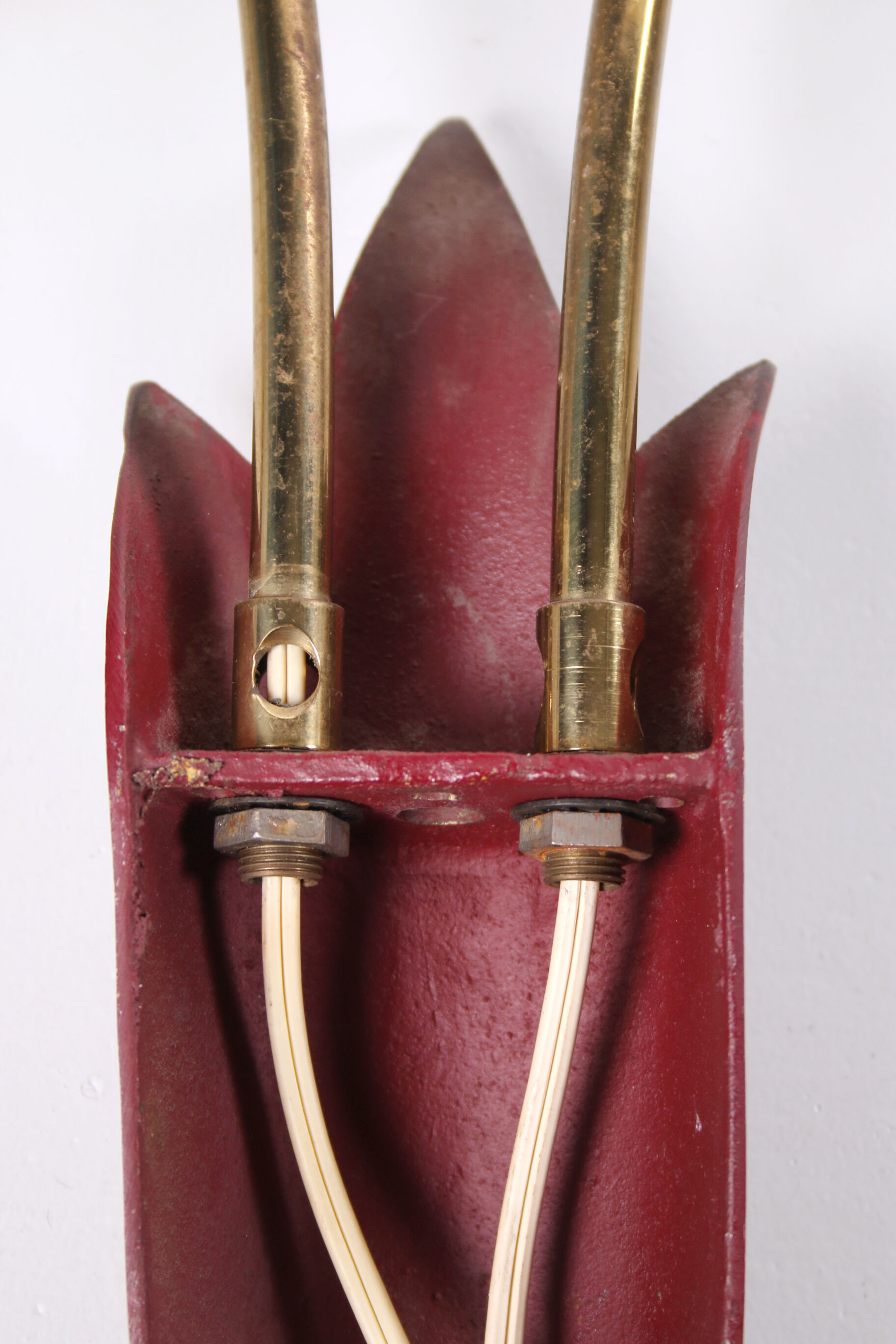 Set of two red Mid Century French wall lamps