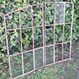 Industrial arched metal window L128xH114 19th century glass roof 2 leaves