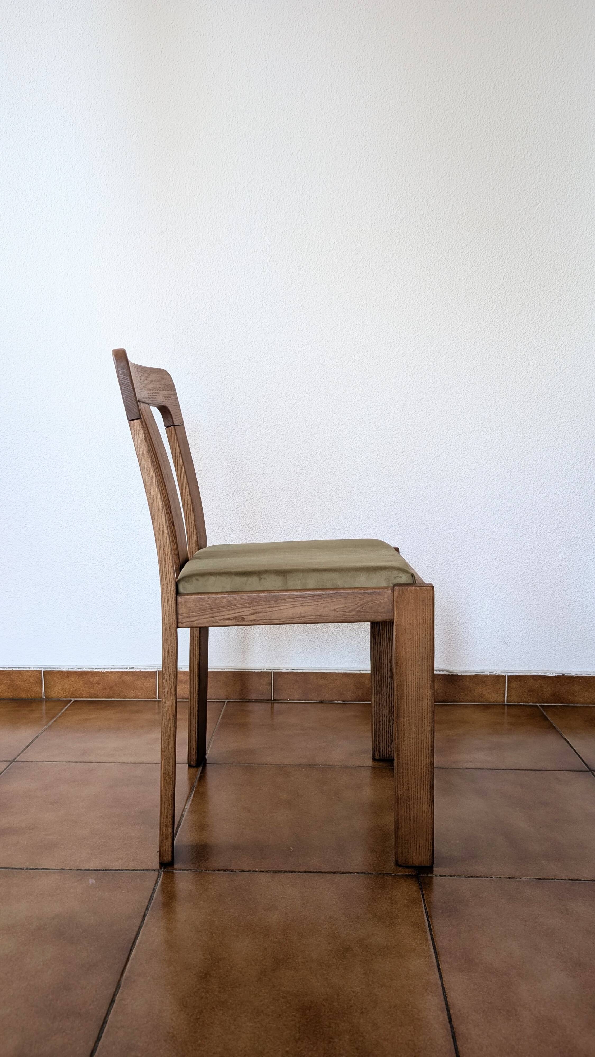 Vintage mahogany chairs – sage green velvet – German design