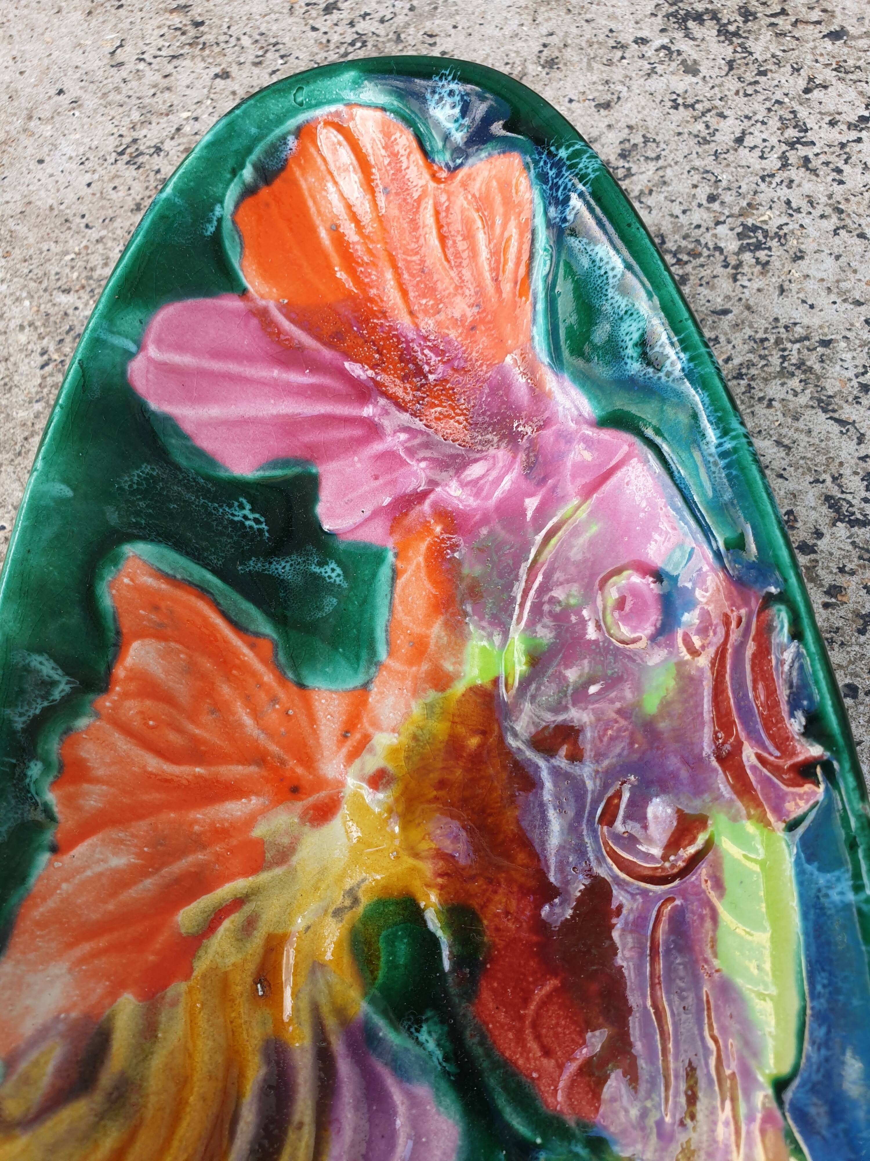 Ceramic dish Vallauris 1960s, fish
