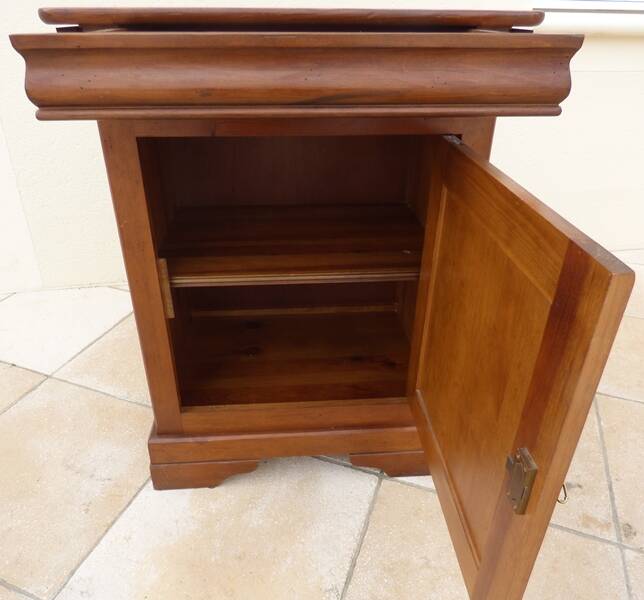 Large jam jar in solid cherry wood with its secret drawer and one door
