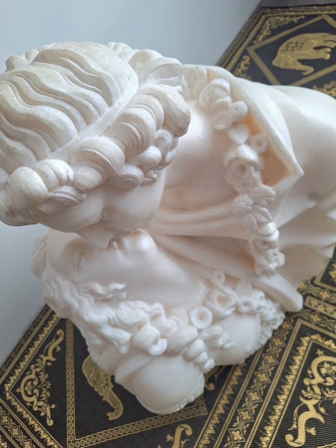 Grand marbre de Carrare d’après Jean-Antoine Houdon, buste ancien « le