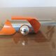 Space age wall lamp chrome metal and orange 70s