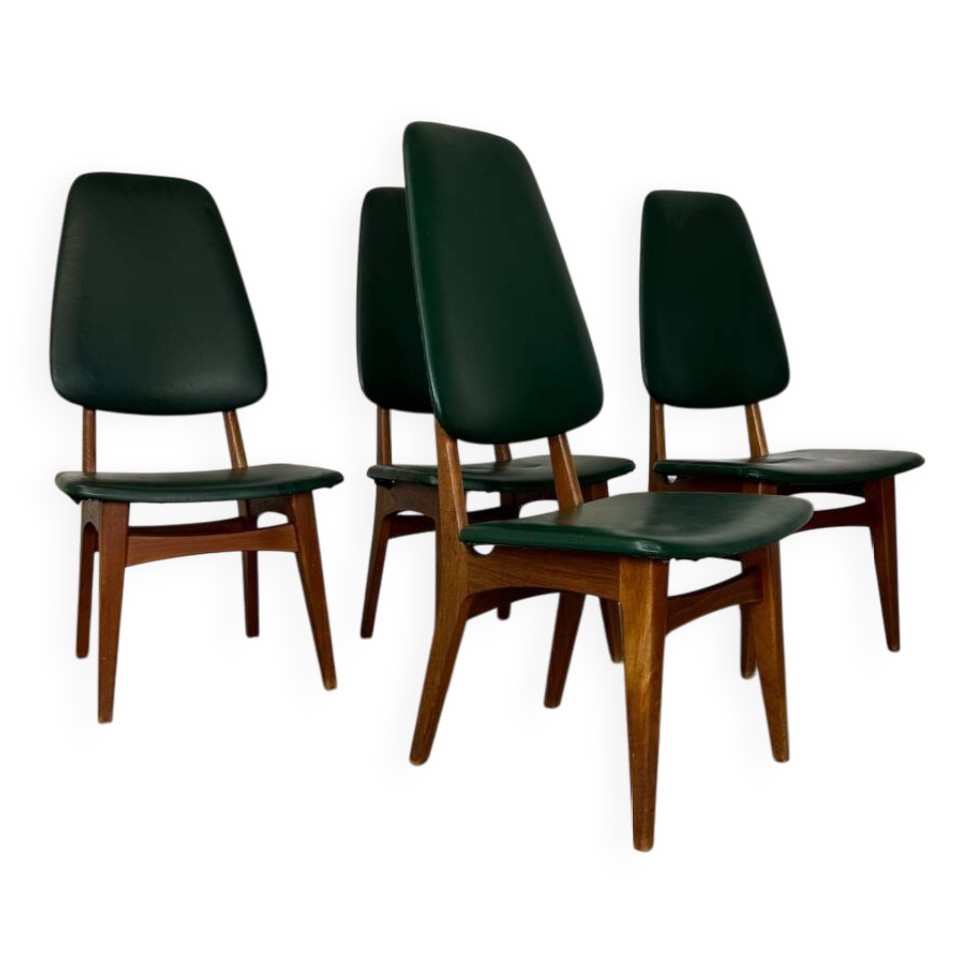 Chaises de salle à manger vintage en teck à dossier haut, design danois norvégien Bruk Sorheim