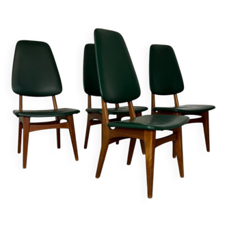 Chaises de salle à manger vintage en teck à dossier haut, design danois norvégien Bruk Sorheim