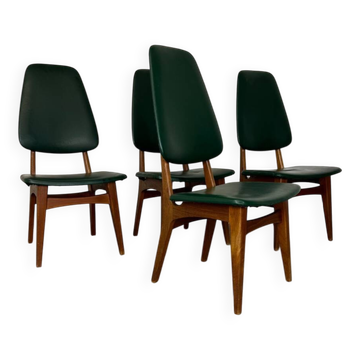 Chaises de salle à manger vintage en teck à dossier haut, design danois norvégien Bruk Sorheim