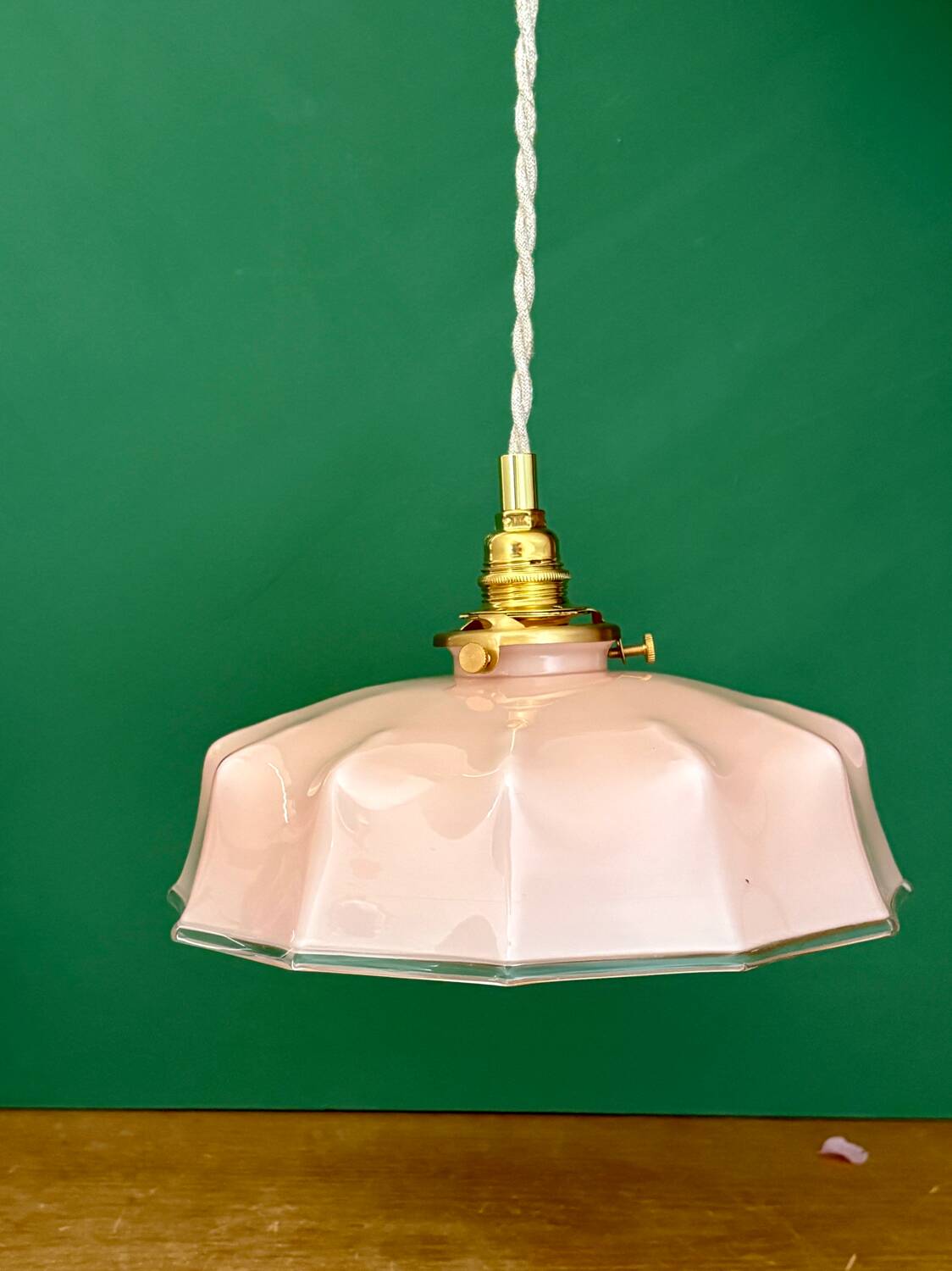 Vintage pink opaline pendant light