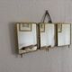 Vintage 1920s triptych barber mirror, gold with flowers, new and affordable - 28 x 60.