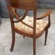 Fauteuil de bureau ancien en merisier et tissu