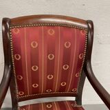 Pair of empire period armchairs in mahogany and silk