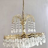 Gold metal basin pendant light with tassels - Italy