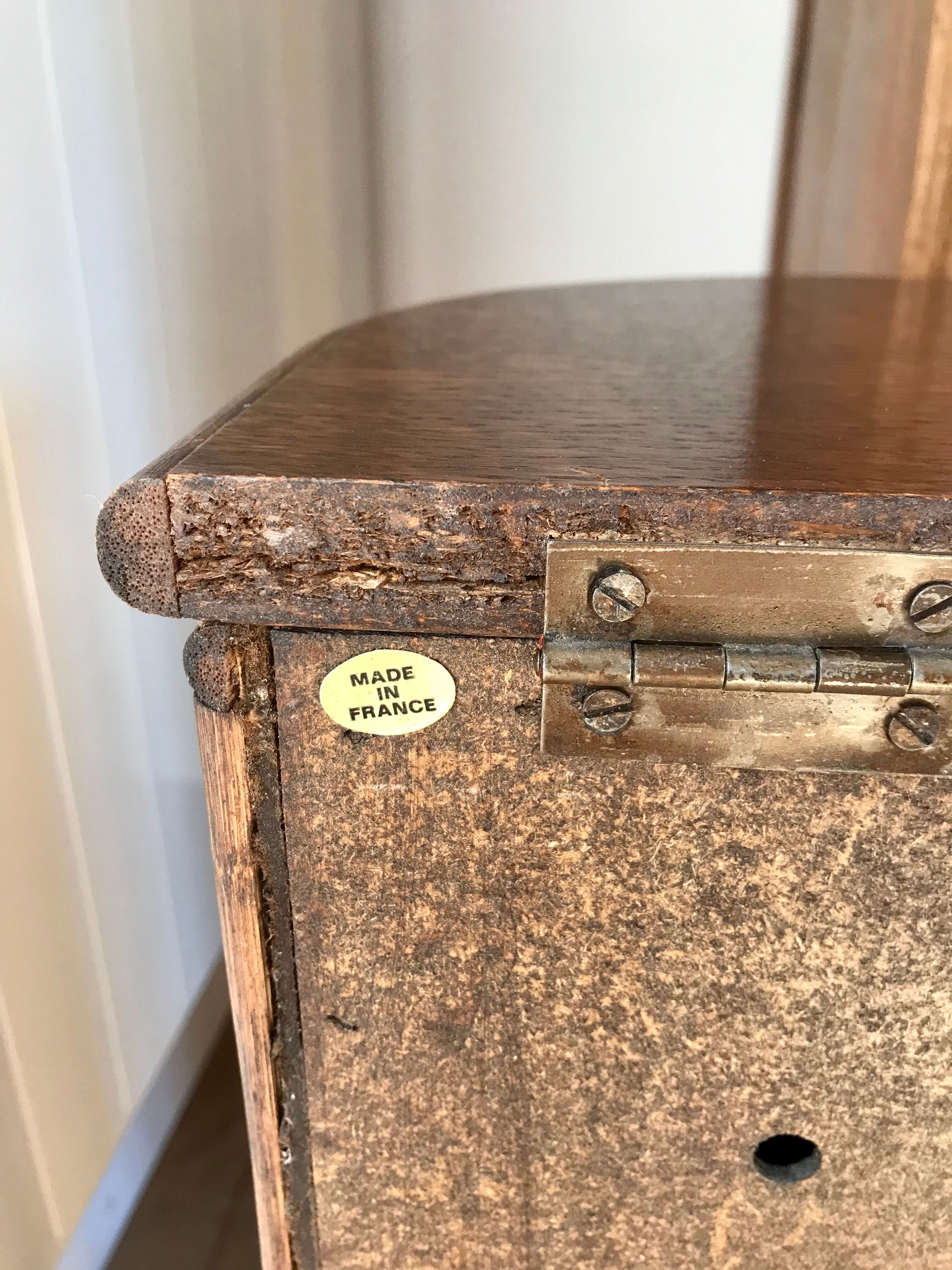 Bread hutch in oak wood and canning made in france 50s