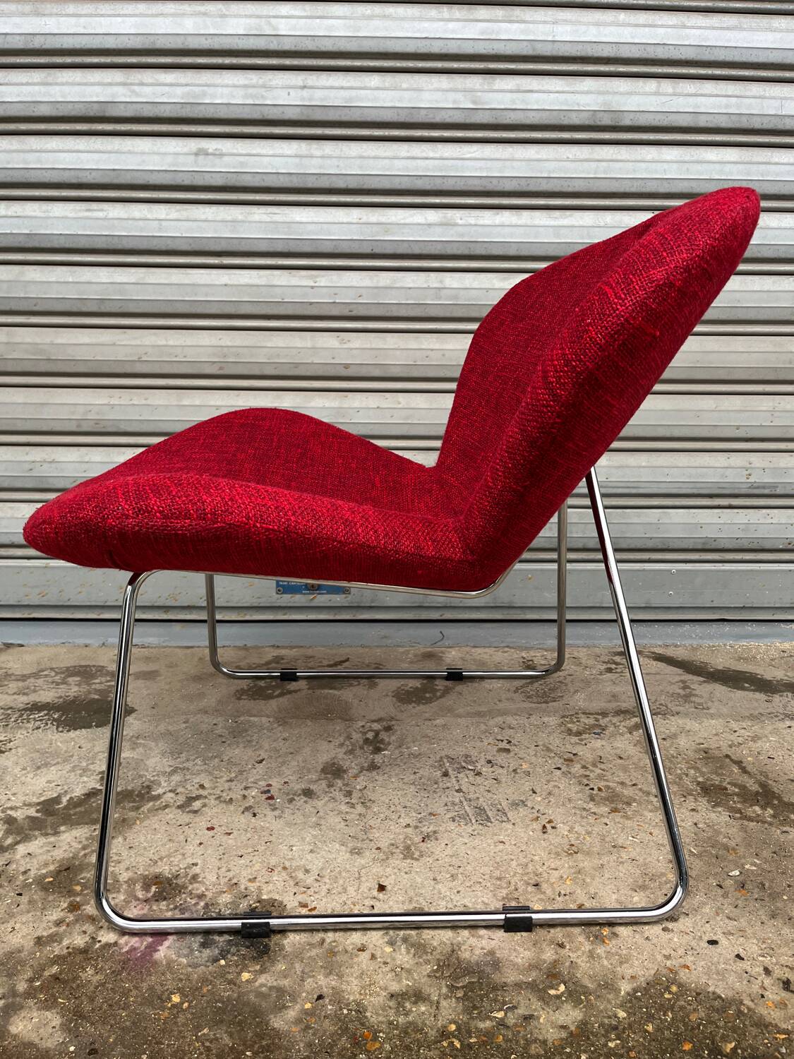 Red tweed armchair with removable cover