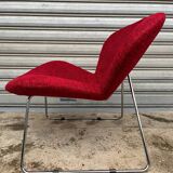 Fauteuil en tweed rouge déhoussable