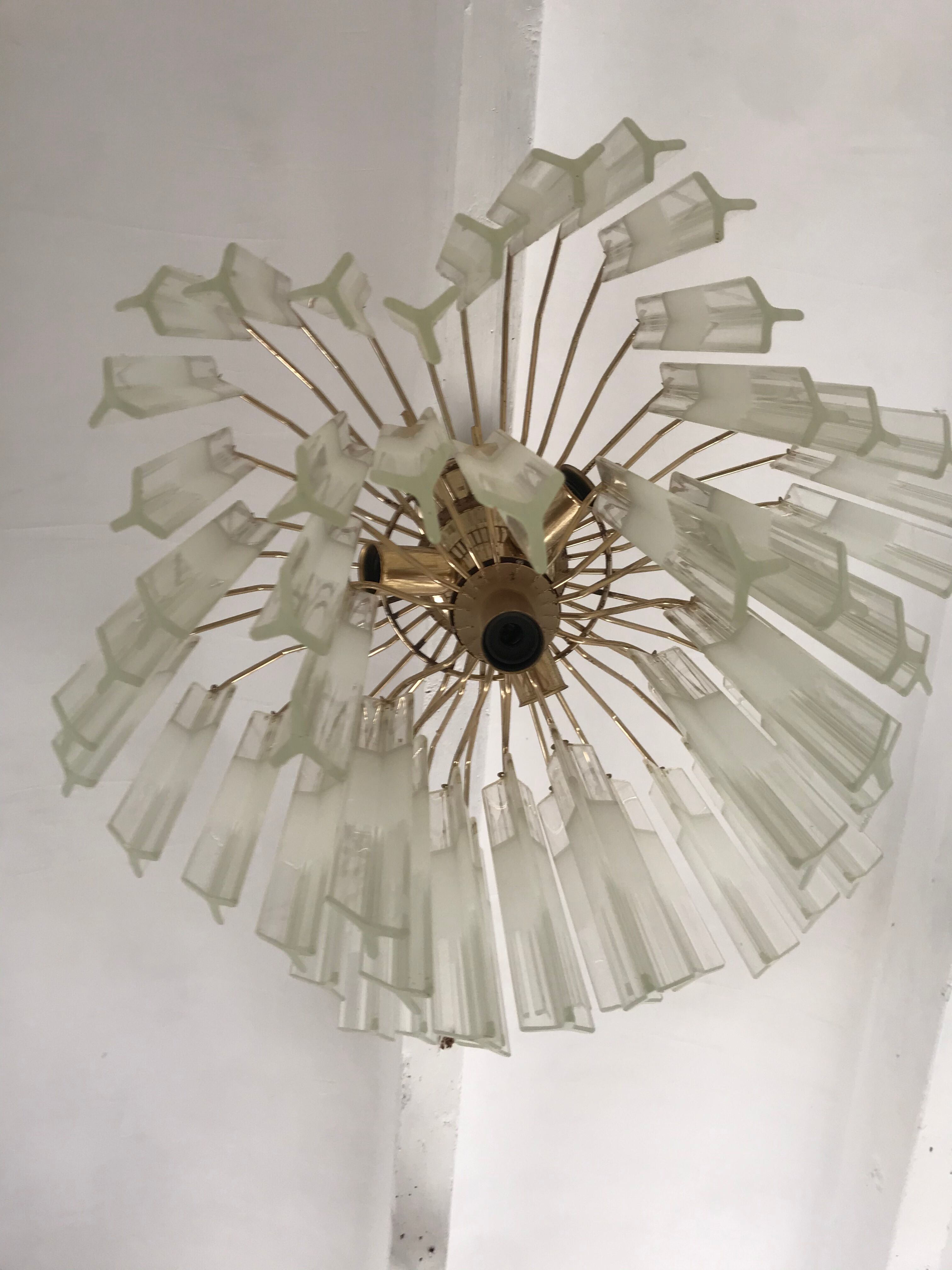 Venini Triedi Crystal Chandelier 1970