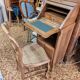 Set consisting of a small scriban desk and its antique chair.