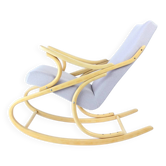 Mid Century Bentwood Rocking Armchair In Blond Oak By Ton, Czechoslovakia