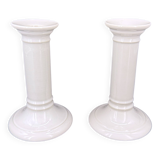 Pair of white earthenware candlesticks – Doulton, England, early 20th century