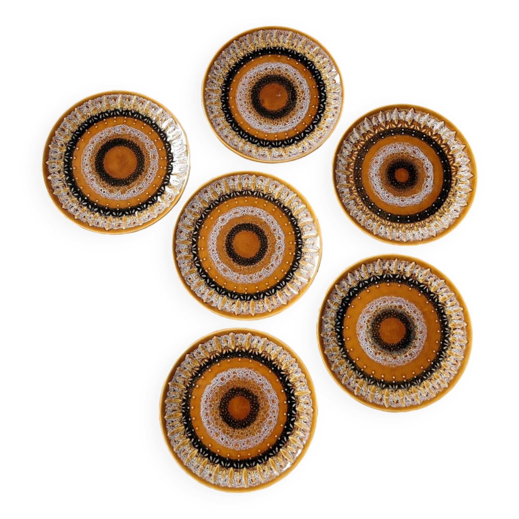 Set of 6 Sarreguemines stoneware dessert plates