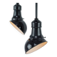 Set Of 2 Vintage Industrial Angled Enamel & Metal Black Lamps