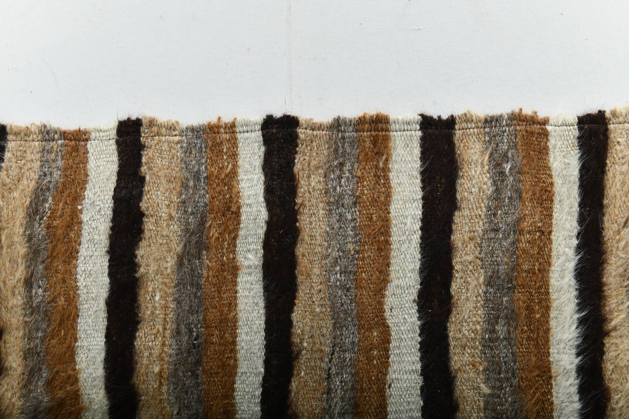 Striped Brown & Beige Vintage Kilim Rug, 133x170Cm